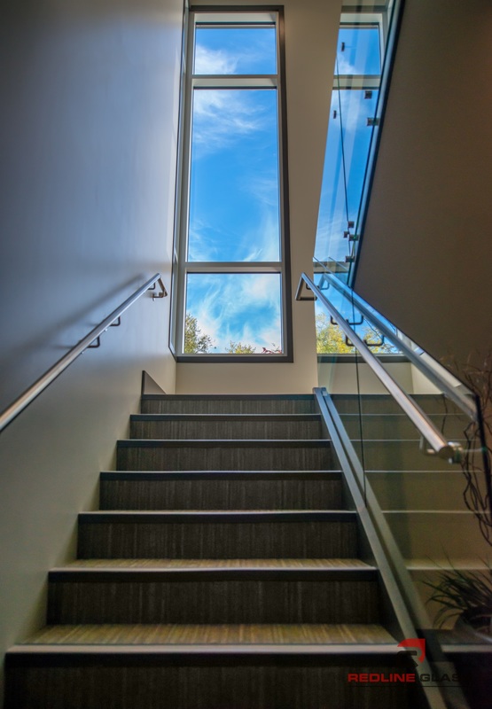 glass railing hallway custom window company install redline