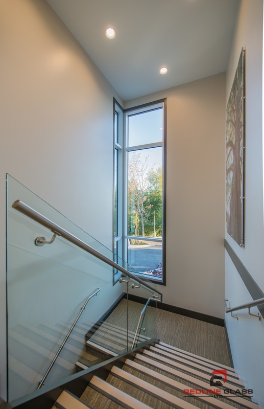 interior commecial quality glass railing custom installation redline